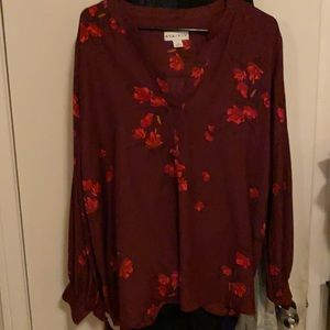Red Floral Ava & Viv long sleeve tunic top